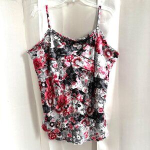 Mix It Womens Cami Top Size 2X Floral Whimsigoth Tiered Satin Fairygrunge 18386‎